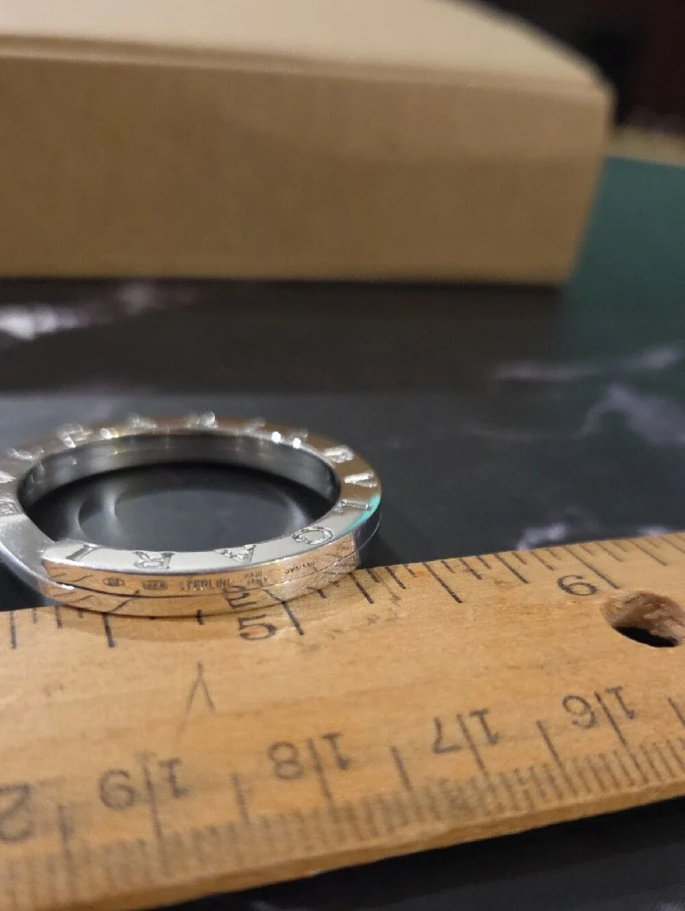 Bulgari Polished Sterling Silver Round Logo Keyring